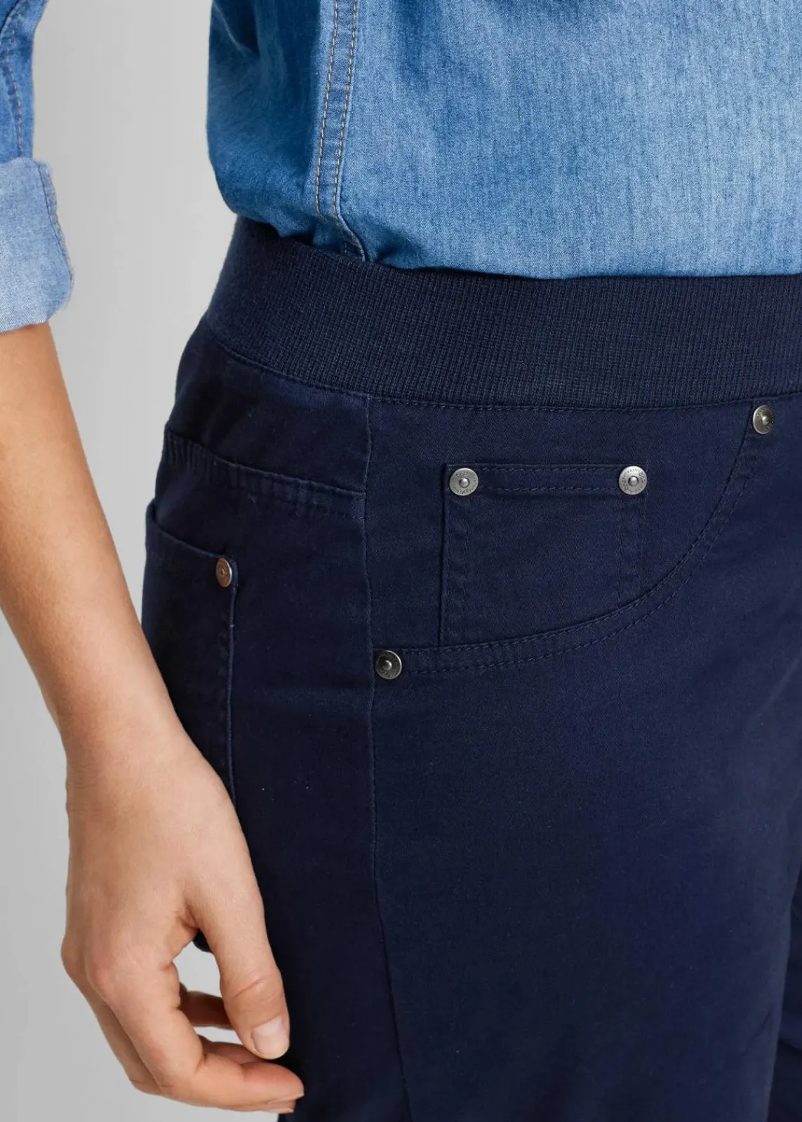 bonprix Hosen|Bekleidung·Kleider^Twill Treggings aus elastischem Baumwoll-Mix dunkelblau