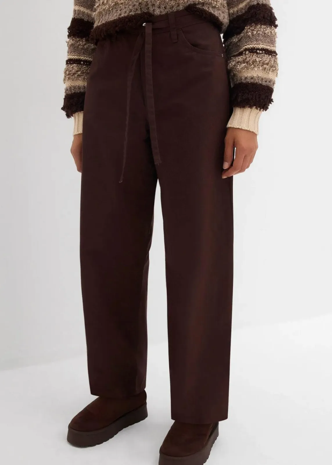 bonprix Hosen|Bekleidung·Kleider^Twillhose aus reiner Baumwolle dunkelbraun washed