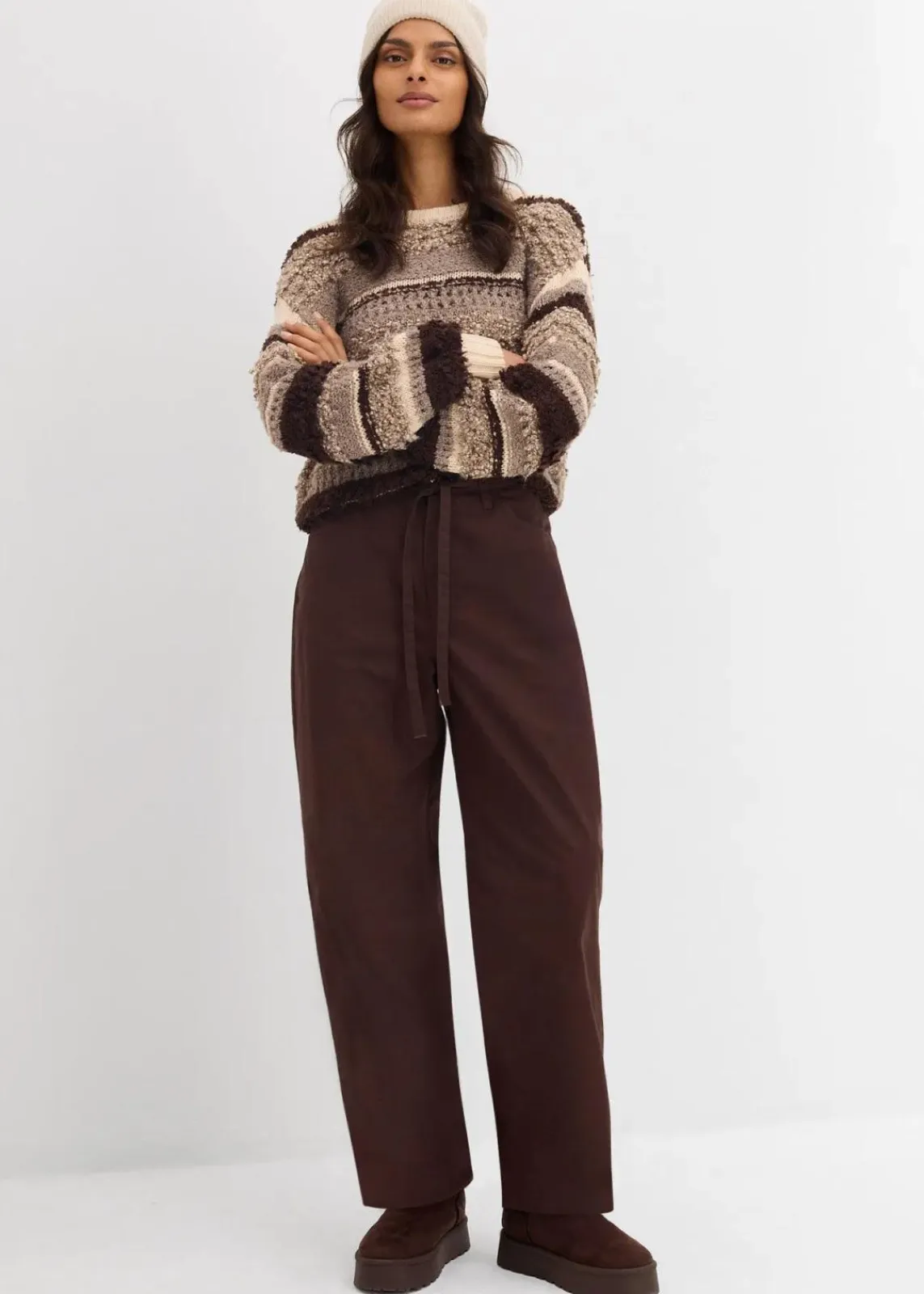 bonprix Hosen|Bekleidung·Kleider^Twillhose aus reiner Baumwolle dunkelbraun washed