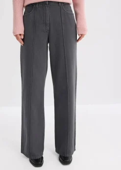 bonprix Hosen|Bekleidung·Kleider^Twillhose aus reiner Baumwolle schiefergrau washed