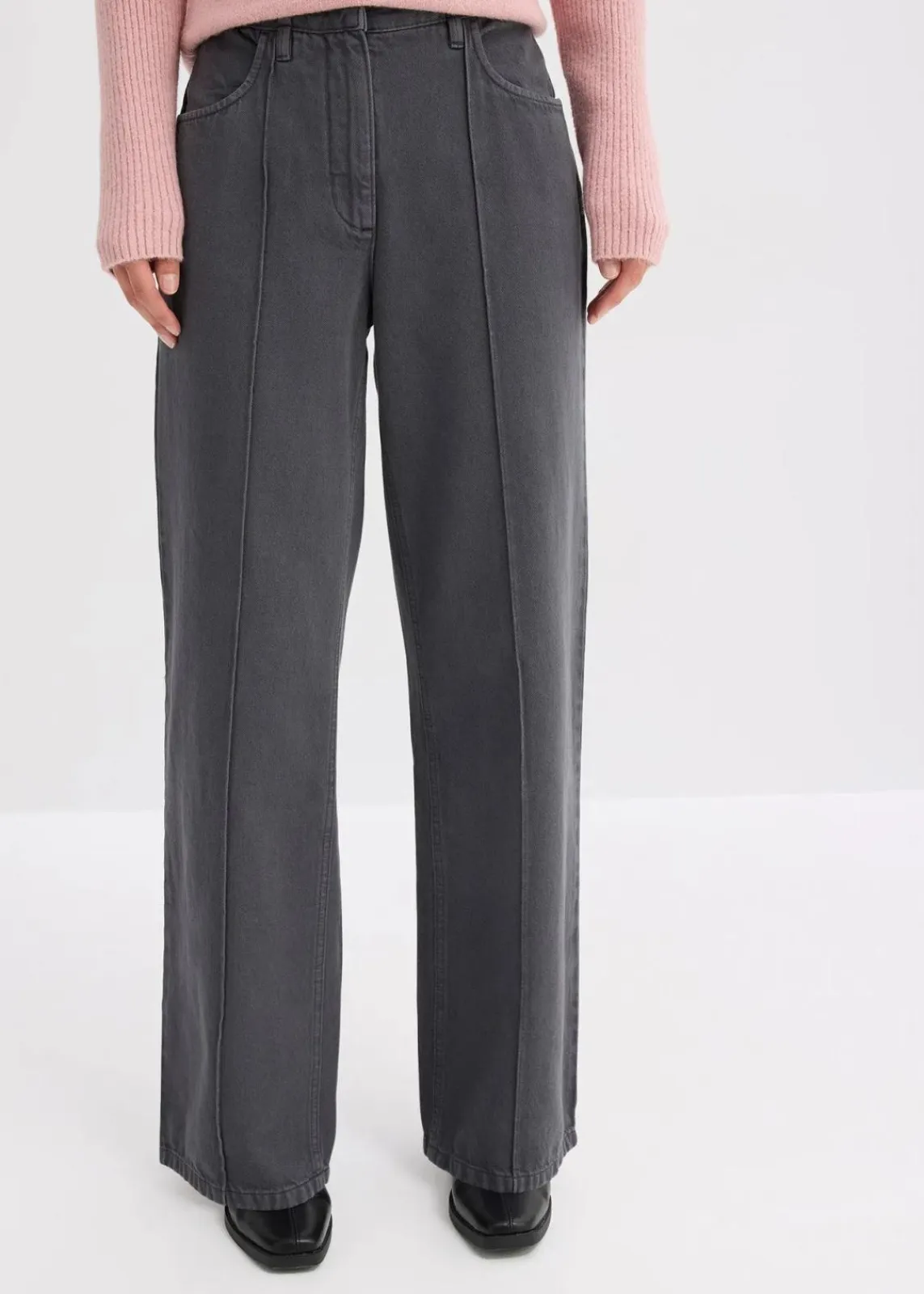 bonprix Hosen|Bekleidung·Kleider^Twillhose aus reiner Baumwolle schiefergrau washed
