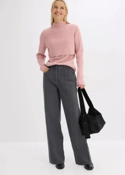 bonprix Hosen|Bekleidung·Kleider^Twillhose aus reiner Baumwolle schiefergrau washed