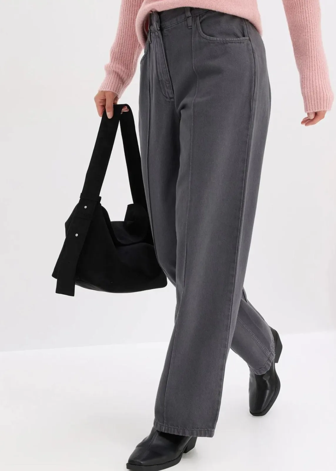 bonprix Hosen|Bekleidung·Kleider^Twillhose aus reiner Baumwolle schiefergrau washed