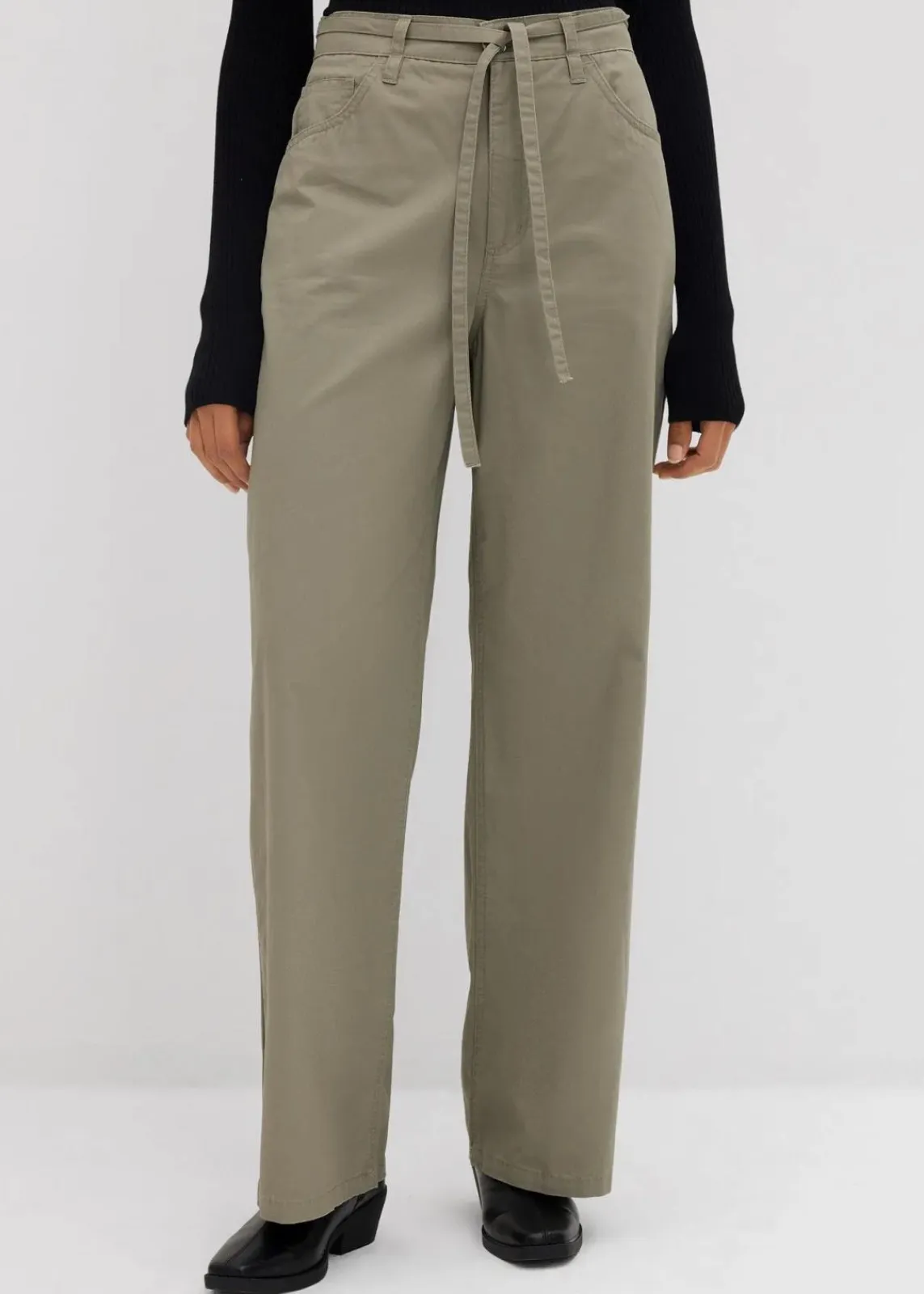 bonprix Bekleidung·Kleider|Hosen^Twillhose aus reiner Baumwolle raucholiv washed
