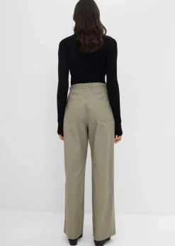 bonprix Bekleidung·Kleider|Hosen^Twillhose aus reiner Baumwolle raucholiv washed