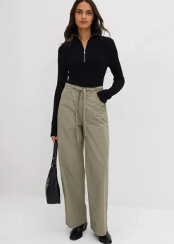 bonprix Bekleidung·Kleider|Hosen^Twillhose aus reiner Baumwolle raucholiv washed