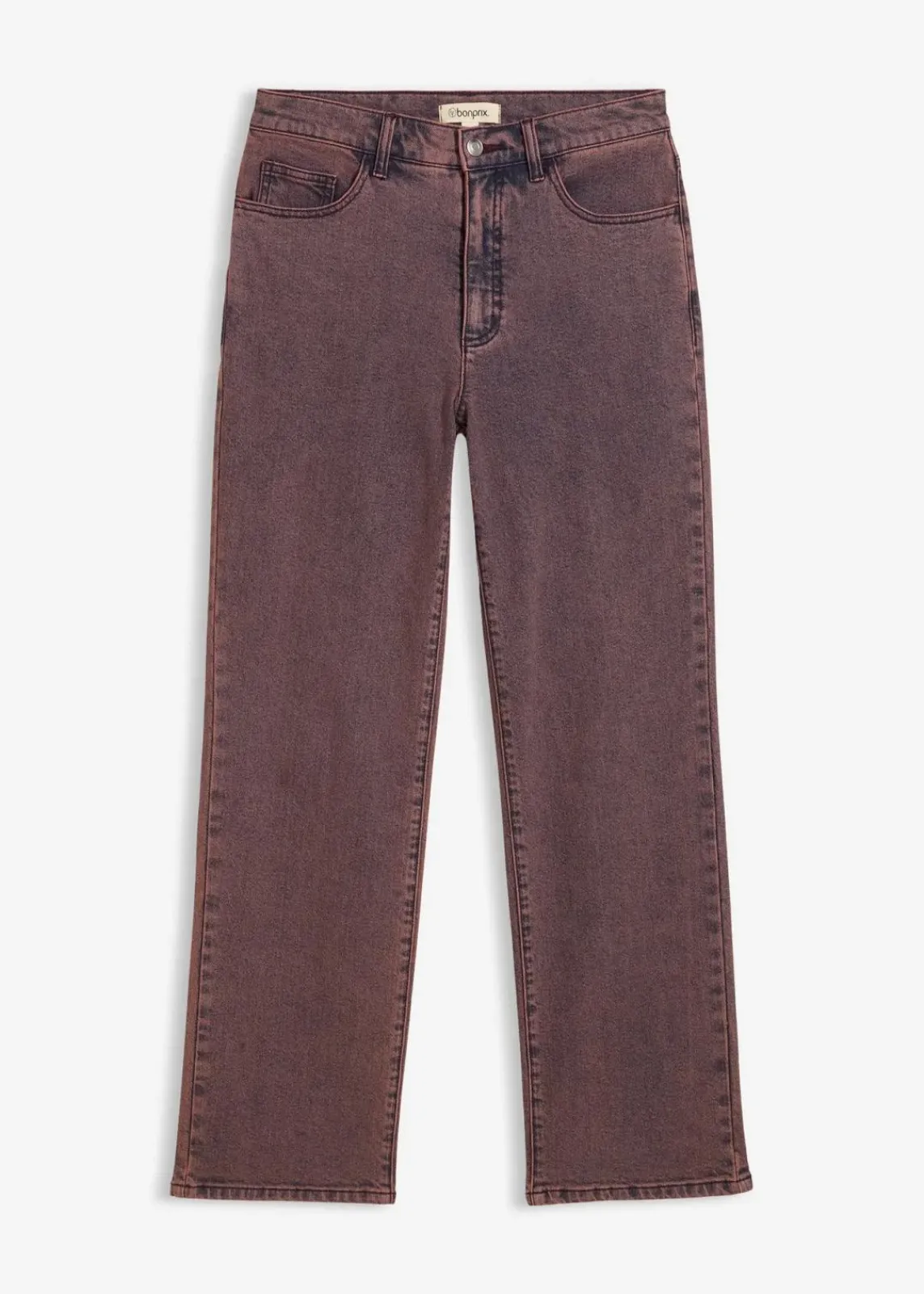bonprix Bekleidung·Kleider|Hosen^Twillhose mit Acid Wash weinrot washed