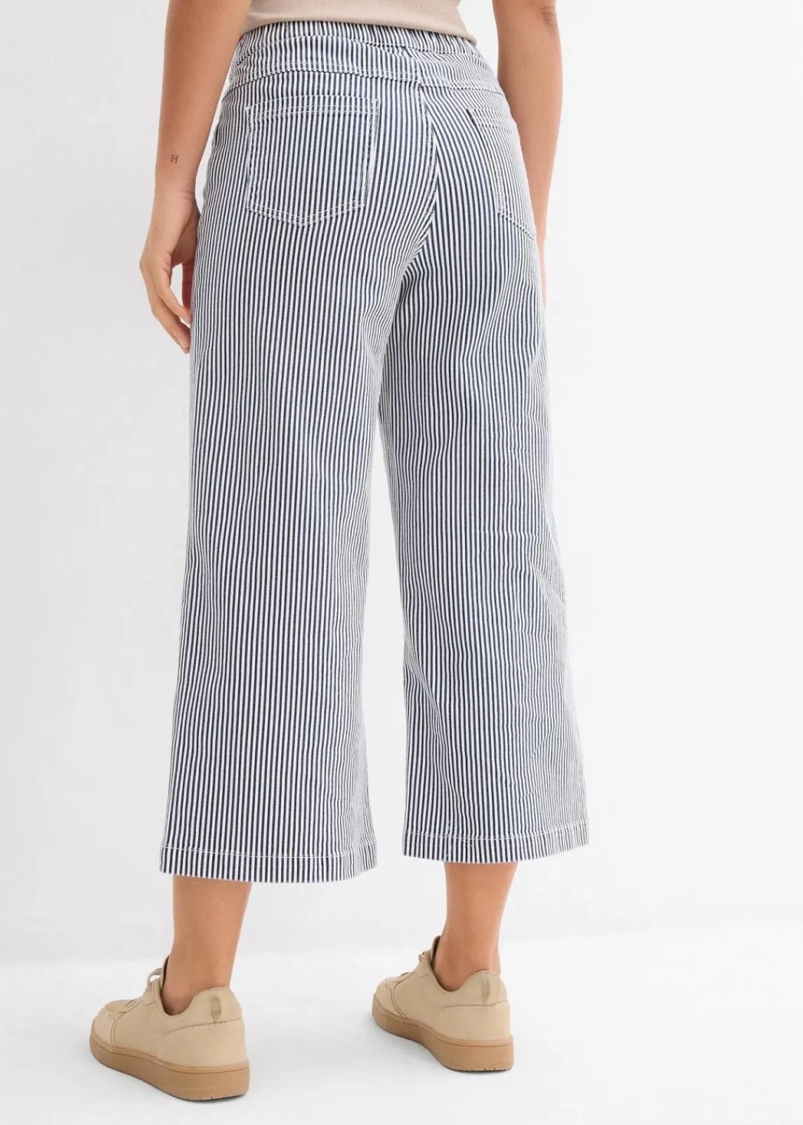 bonprix Bekleidung·Kleider|Hosen^Twillhose mit Bequembund dunkelblau/wollweiß gestreift