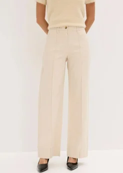 bonprix Bekleidung·Kleider|Hosen^Twillhose mit Biese und Leistentasche kieselbeige