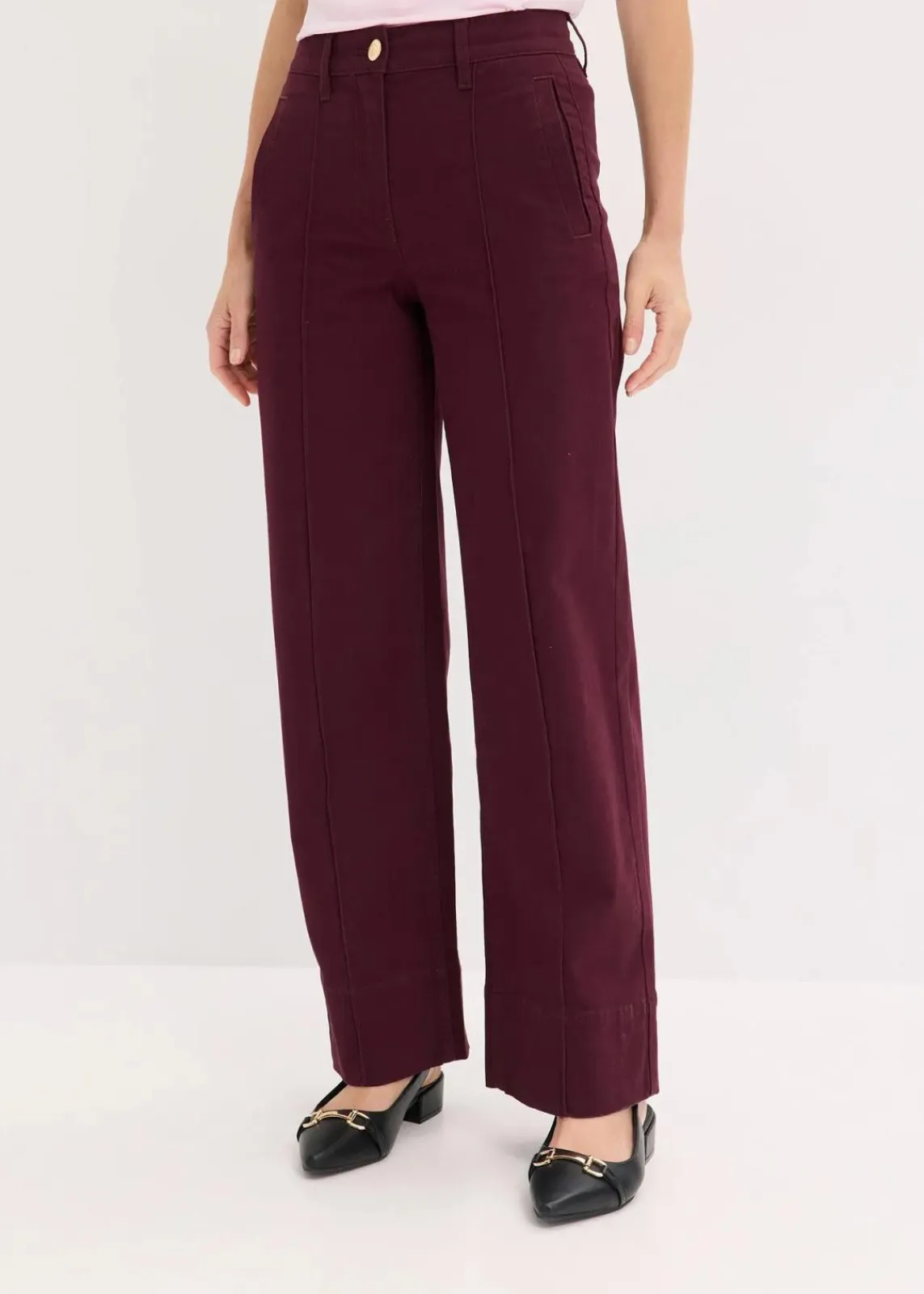 bonprix Hosen|Bekleidung·Kleider^Twillhose mit Biese und Leistentasche weinrot