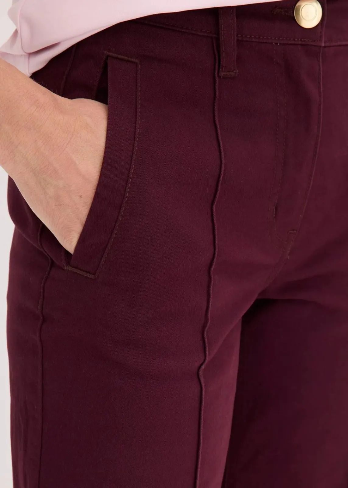 bonprix Hosen|Bekleidung·Kleider^Twillhose mit Biese und Leistentasche weinrot
