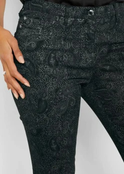 bonprix Bekleidung·Kleider|Hosen^Twillhose mit edlem Druck schwarz/rauchgrau paisley