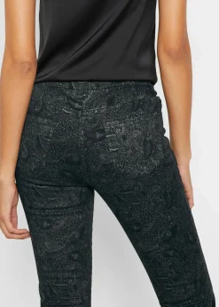 bonprix Bekleidung·Kleider|Hosen^Twillhose mit edlem Druck schwarz/rauchgrau paisley