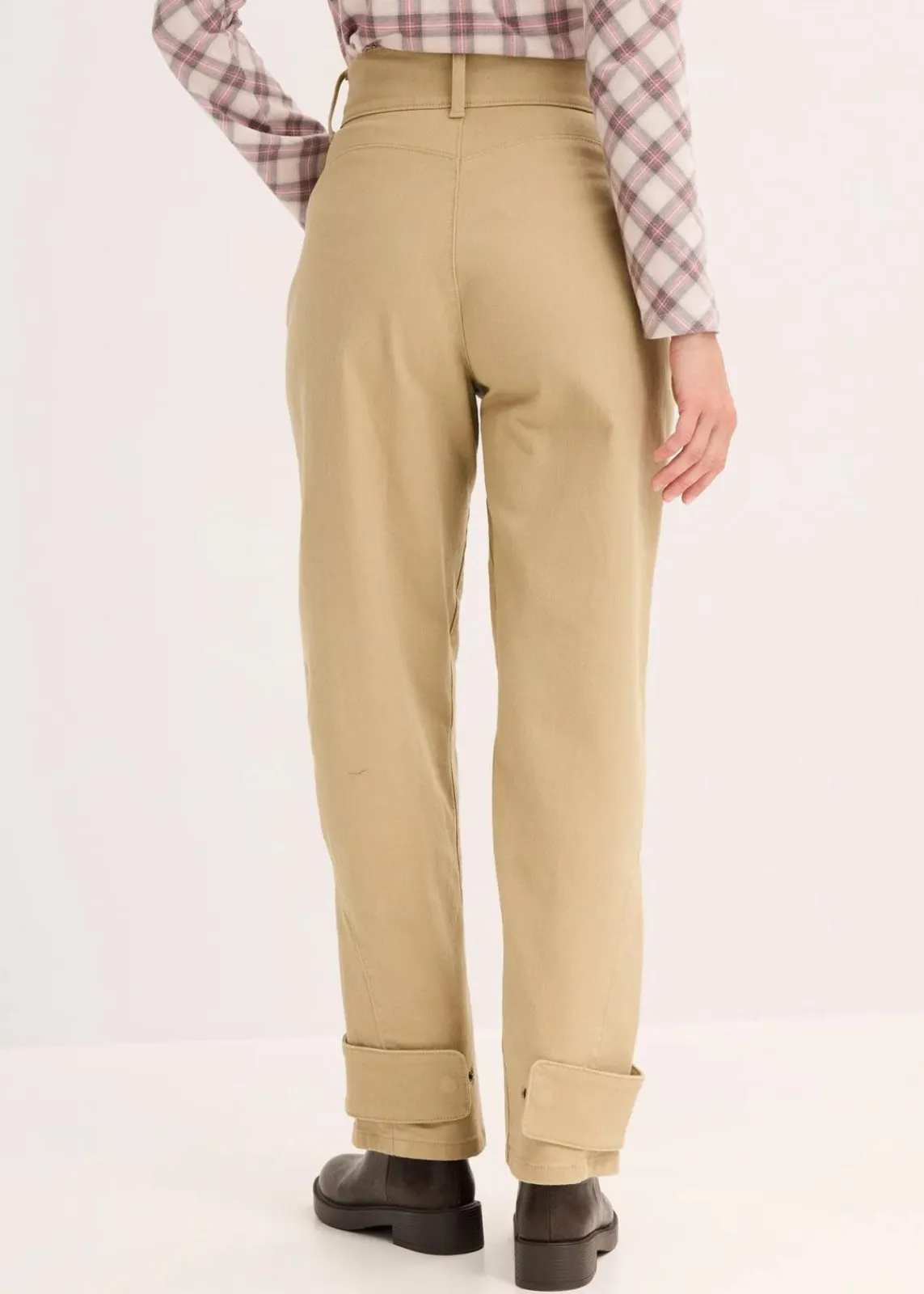 bonprix Bekleidung·Kleider|Hosen^Twillhose mit hohem Bund hellkhaki washed