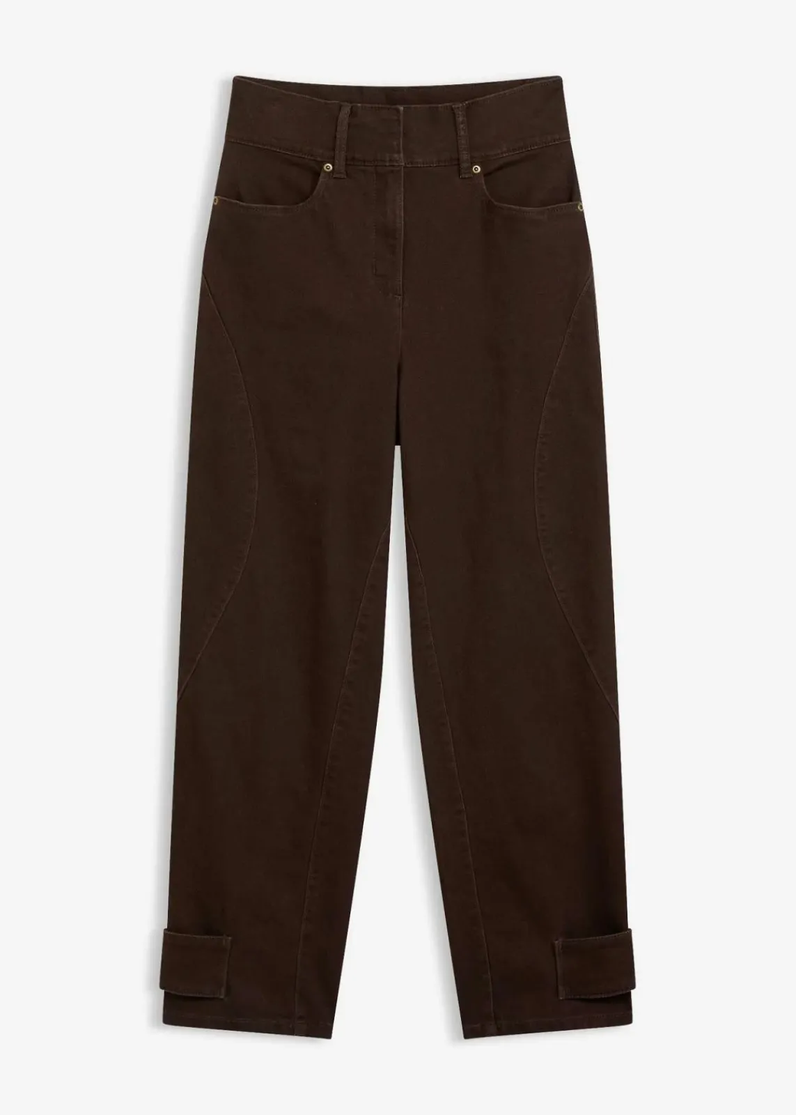 bonprix Hosen|Bekleidung·Kleider^Twillhose mit hohem Bund dunkelbraun washed