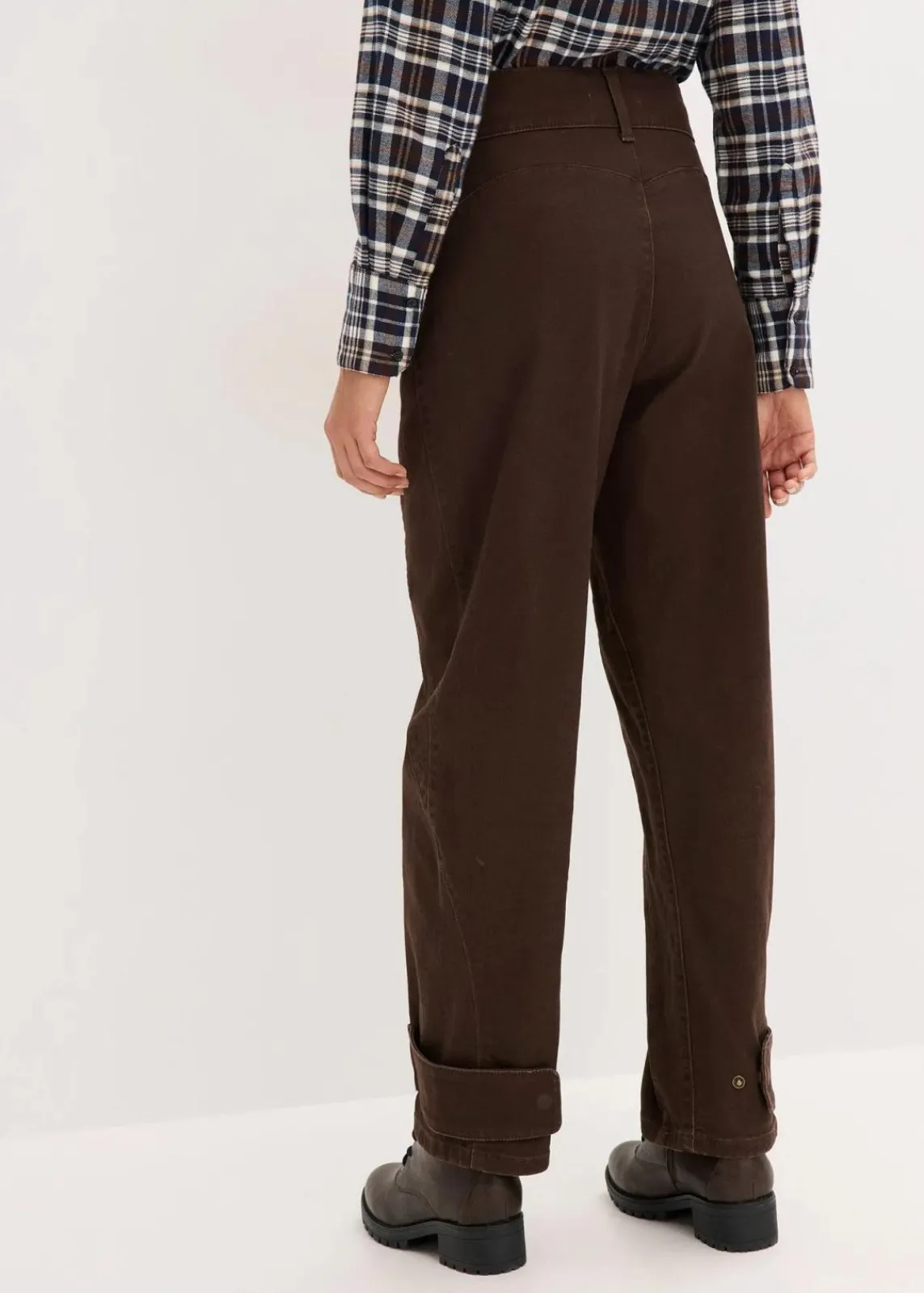 bonprix Hosen|Bekleidung·Kleider^Twillhose mit hohem Bund dunkelbraun washed