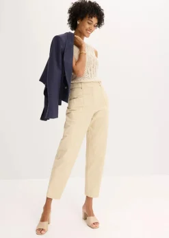 bonprix Bekleidung·Kleider|Hosen^Twillhose mit Tapered Fit hellsand