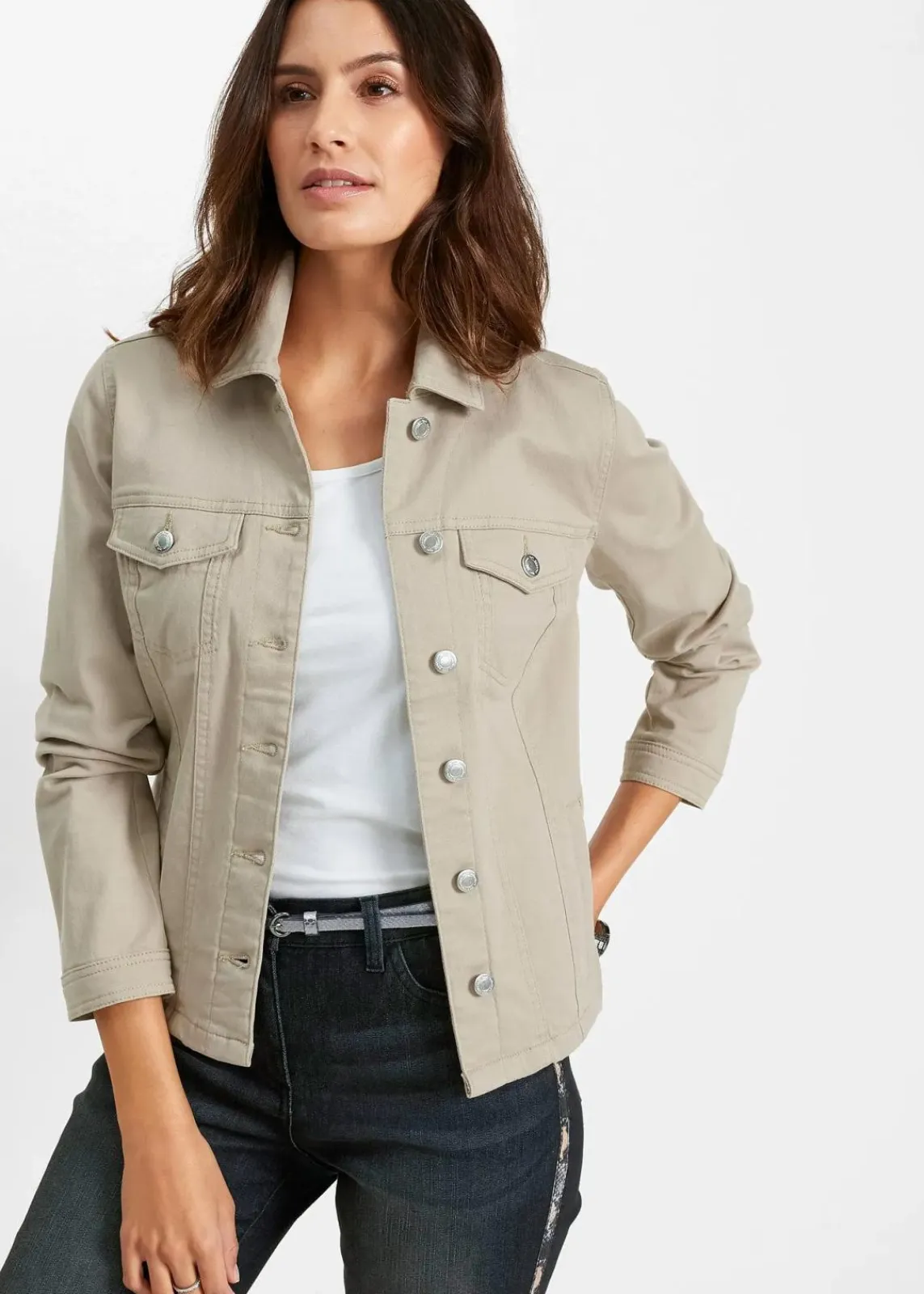bonprix Jacken & Mäntel|Bekleidung·Hosen^Twill-Jacke sand