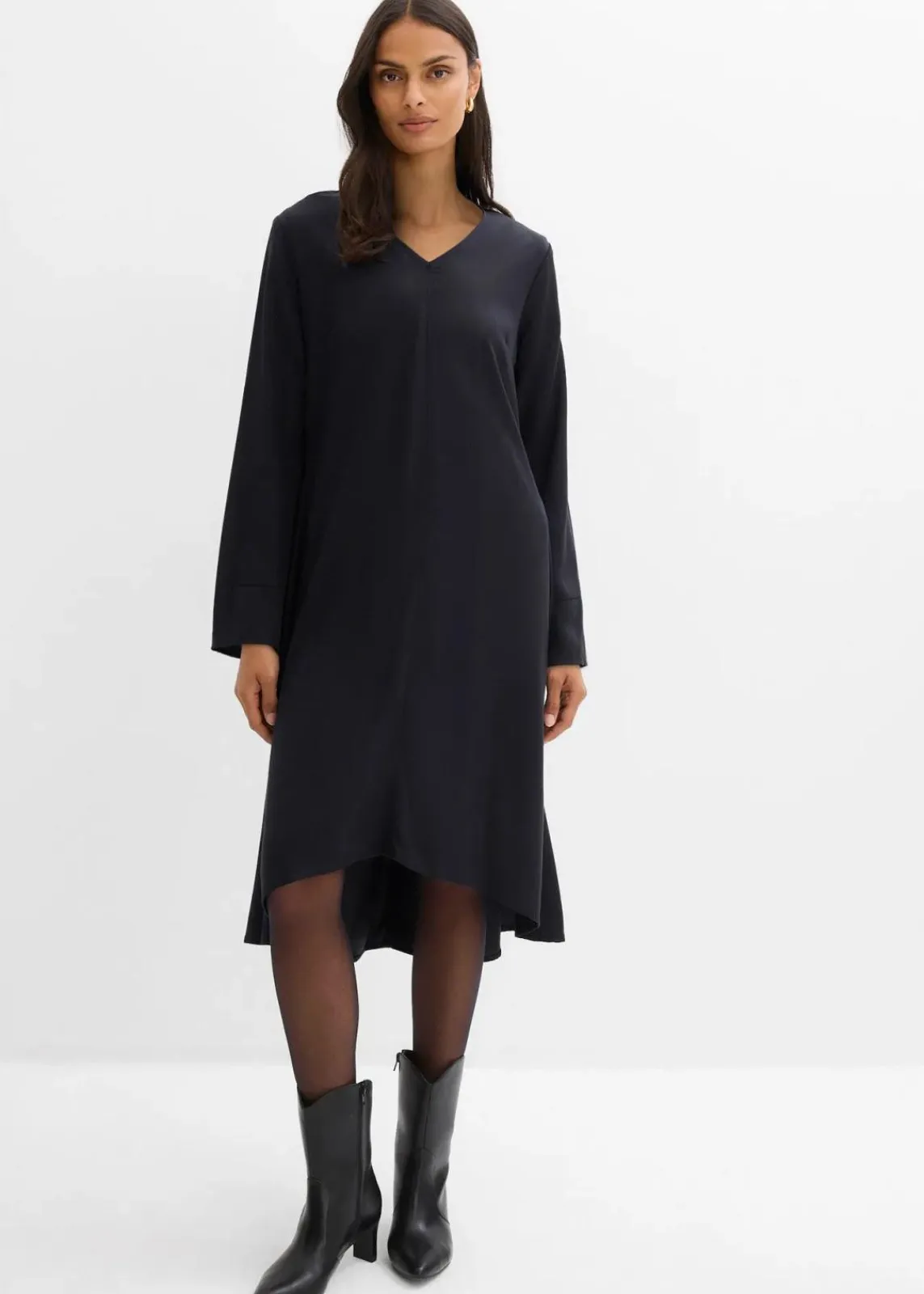bonprix Bekleidung·Pullover & Strickjacken|Kleider^Twill-Kleid aus fließendem Lyocell schwarz