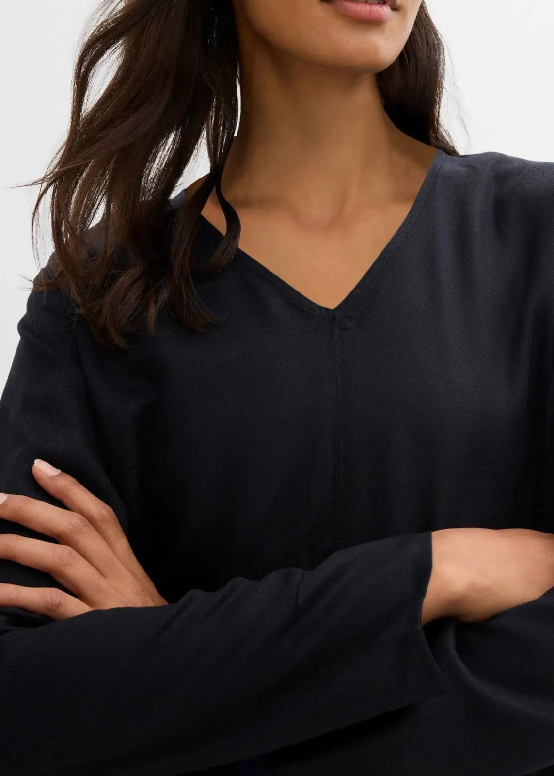 bonprix Bekleidung·Pullover & Strickjacken|Kleider^Twill-Kleid aus fließendem Lyocell schwarz