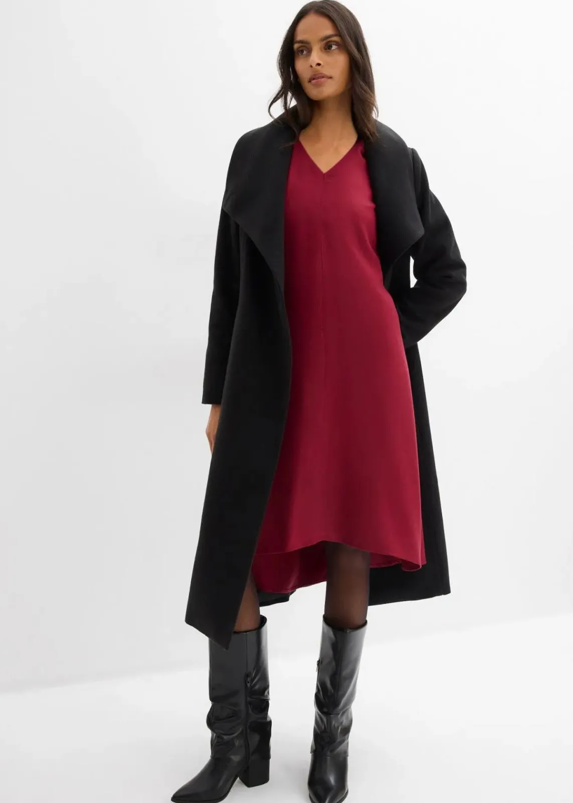 bonprix Kleider|Bekleidung·Pullover & Strickjacken^Twill-Kleid aus fließendem Lyocell pflaumenrot