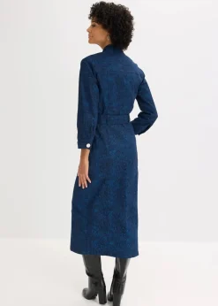 bonprix Bekleidung·Pullover & Strickjacken|Kleider^Twillkleid mit Gürtel (2-tlg.-Set) dunkelblau/hellindigo paisley