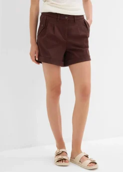 bonprix Bekleidung·Outdoorbekleidung|Bekleidung·Kleider^Twill-Shorts mit hohem Bund terrabraun