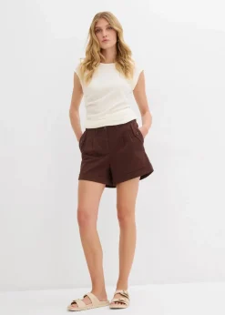 bonprix Bekleidung·Outdoorbekleidung|Bekleidung·Kleider^Twill-Shorts mit hohem Bund terrabraun