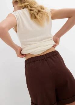 bonprix Bekleidung·Outdoorbekleidung|Bekleidung·Kleider^Twill-Shorts mit hohem Bund terrabraun