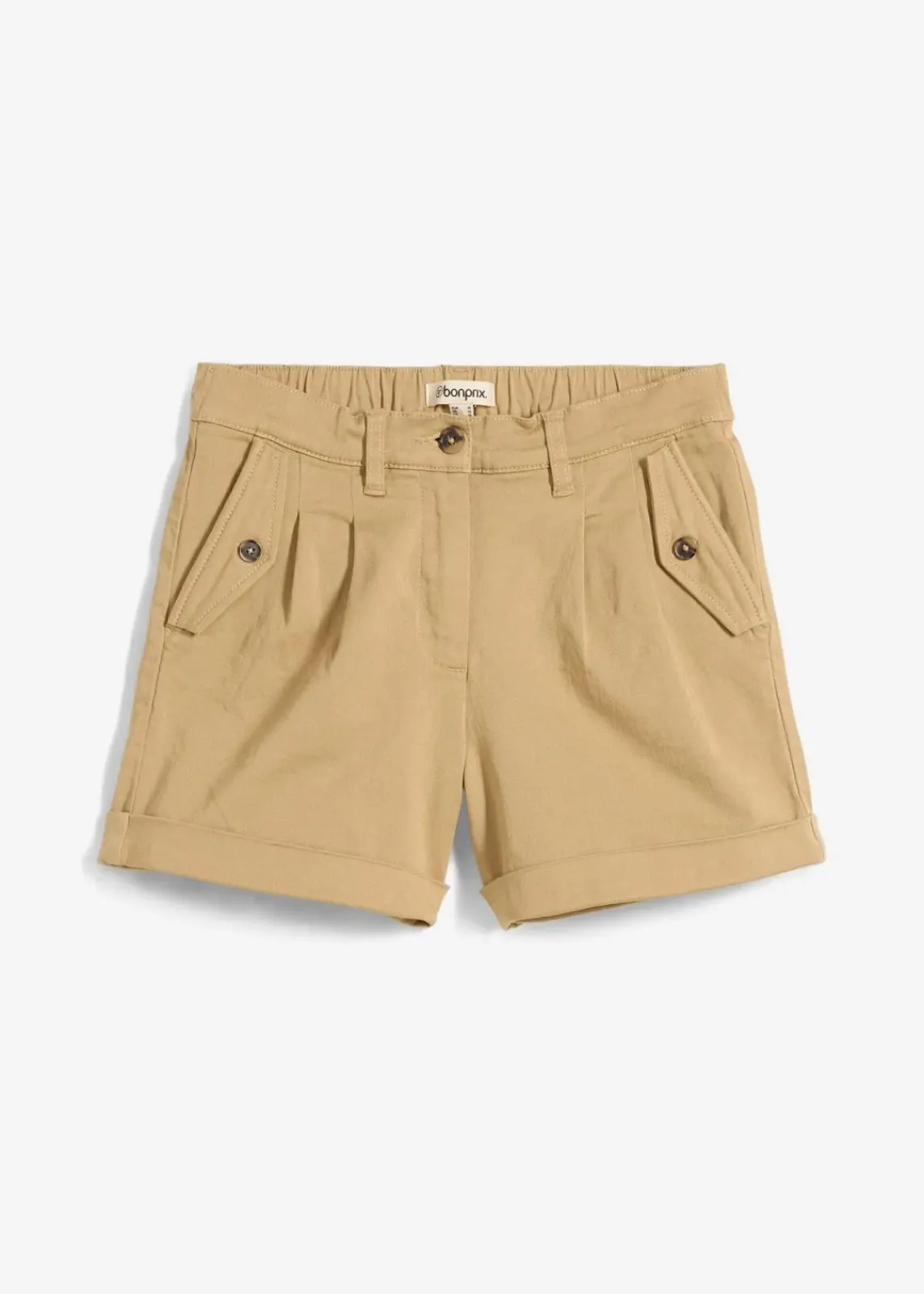 bonprix Nachhaltigere Materialien|Hosen^Twill-Shorts mit hohem Bund new beige