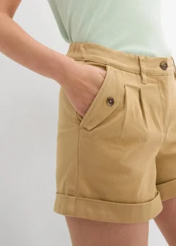 bonprix Nachhaltigere Materialien|Hosen^Twill-Shorts mit hohem Bund new beige