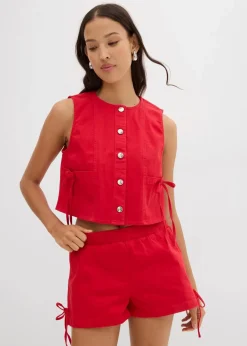 bonprix Bekleidung·Hosen|Jacken & Mäntel^Twill-Weste aus elastischem Bio-Baumwoll-Mix tomatenrot