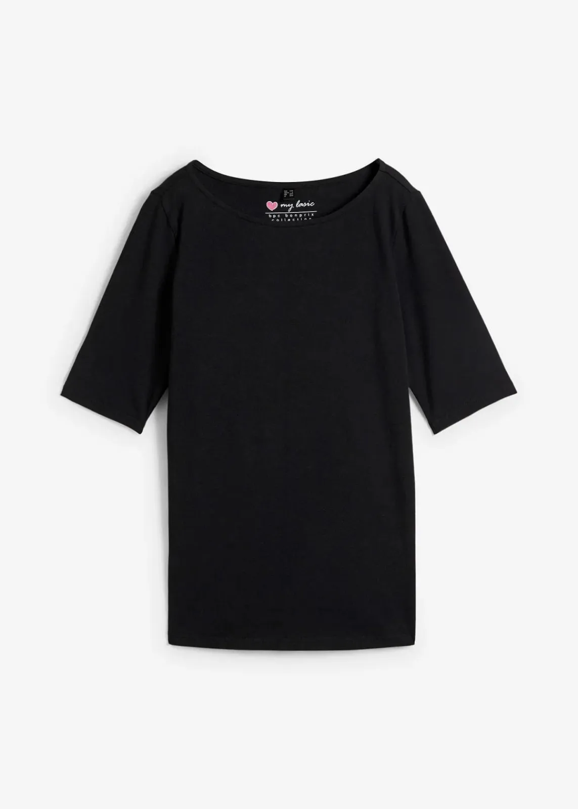 bonprix Bekleidung·Röcke|Nachhaltigere Materialien^U-Boot-Ausschnitt-Shirt schwarz