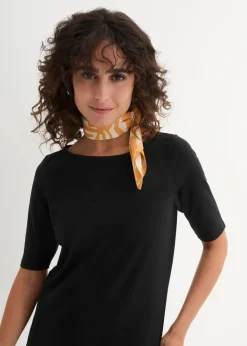 bonprix Bekleidung·Röcke|Nachhaltigere Materialien^U-Boot-Ausschnitt-Shirt schwarz
