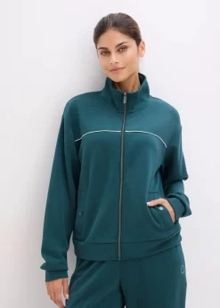 bonprix Bekleidung·Sweat|Bekleidung·Hosen^Ultrasofte Sport-Jacke mit Modal petrolgrün
