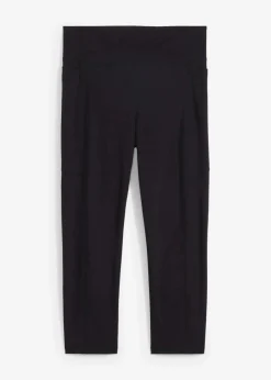 bonprix Bekleidung·Sweat|Bekleidung·Kleider^Ultrasofte Sport-Leggings mit seitlichen Taschen, Capri-Länge schwarz