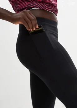 bonprix Sportbekleidung|Hosen^Ultrasofte Sport-Leggings mit seitlichen Taschen, knöchelfrei schwarz