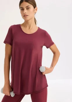 bonprix Bekleidung·Sweat|Nachhaltigere Materialien^Ultrasoftes Funktionsshirt mit Mesheinsatz, schnelltrocknend burgunderrot