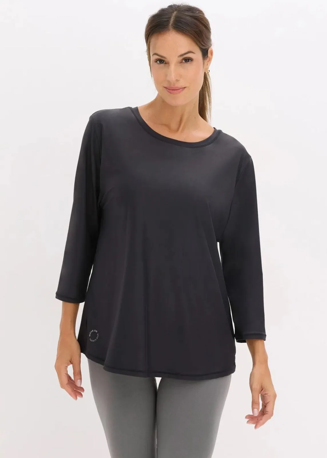 bonprix Bekleidung·Sweat|Nachhaltigere Materialien^Ultrasoftes Funktionsshirt mit ¾ Ärmel, schnelltrocknend schwarz