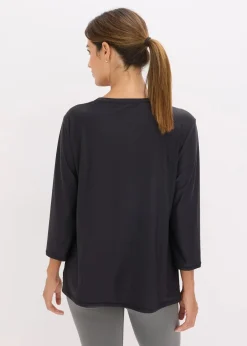 bonprix Bekleidung·Sweat|Nachhaltigere Materialien^Ultrasoftes Funktionsshirt mit ¾ Ärmel, schnelltrocknend schwarz