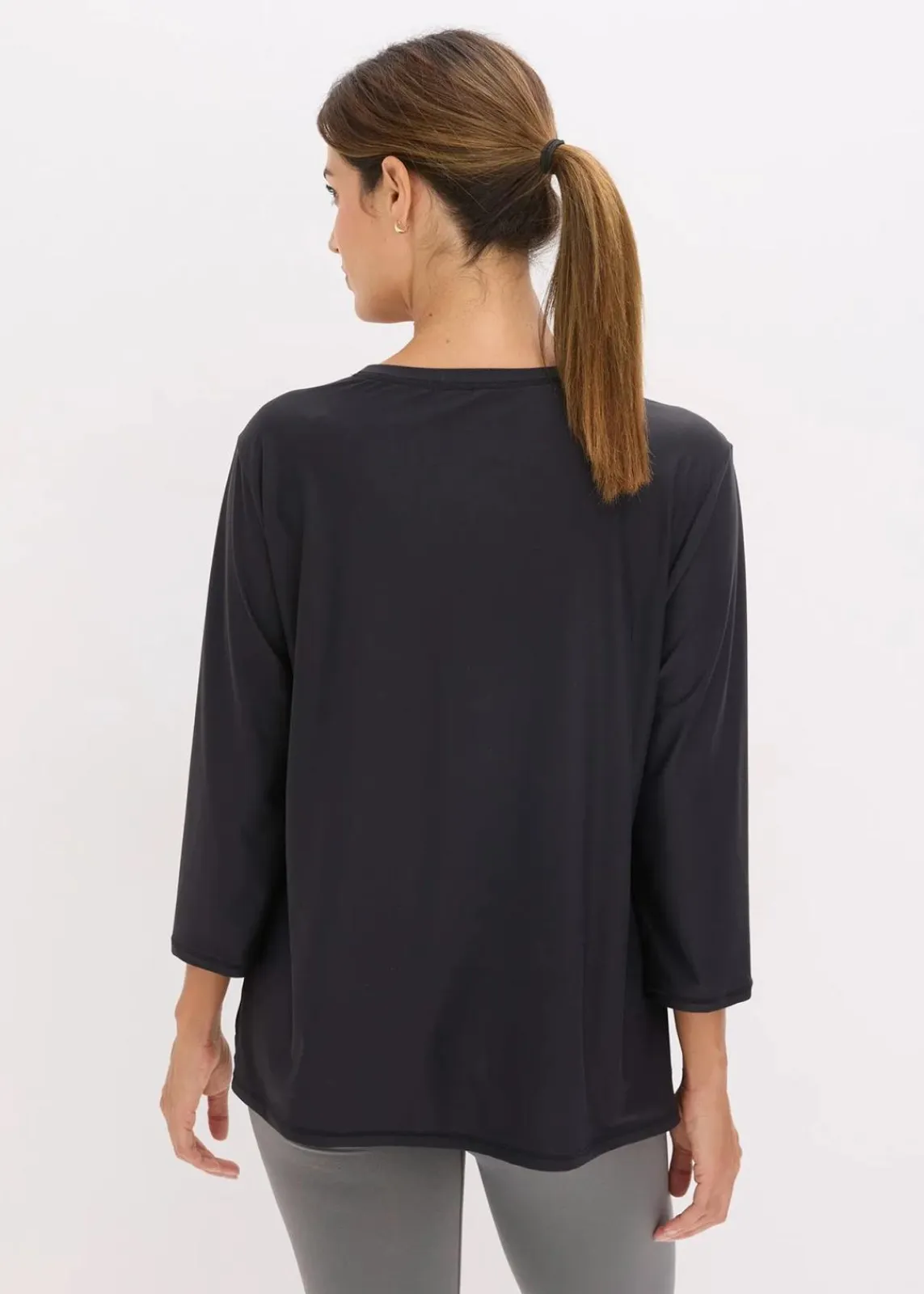 bonprix Bekleidung·Sweat|Nachhaltigere Materialien^Ultrasoftes Funktionsshirt mit ¾ Ärmel, schnelltrocknend schwarz