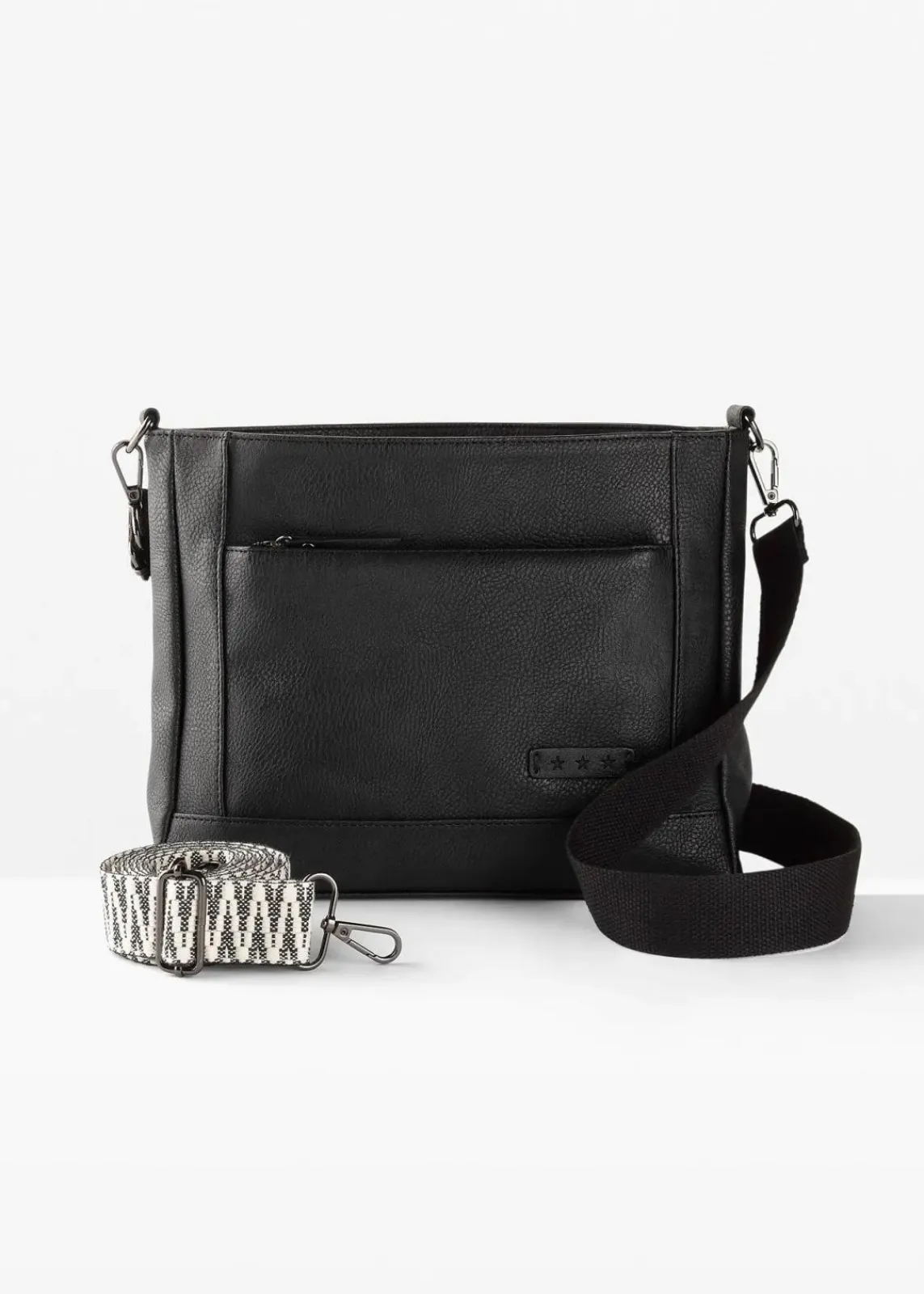 bonprix Taschen^Umhängetasche mit austauschbarem Trageriemen schwarz/weiß twill