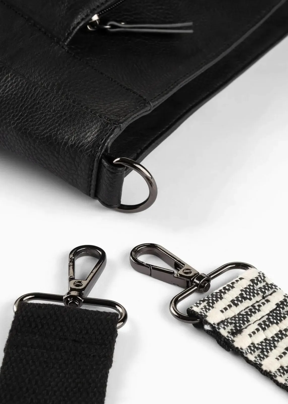 bonprix Taschen^Umhängetasche mit austauschbarem Trageriemen schwarz/weiß twill