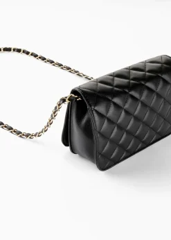 bonprix Taschen^Umhängetasche mit dekorativer Steppung schwarz/goldfarben