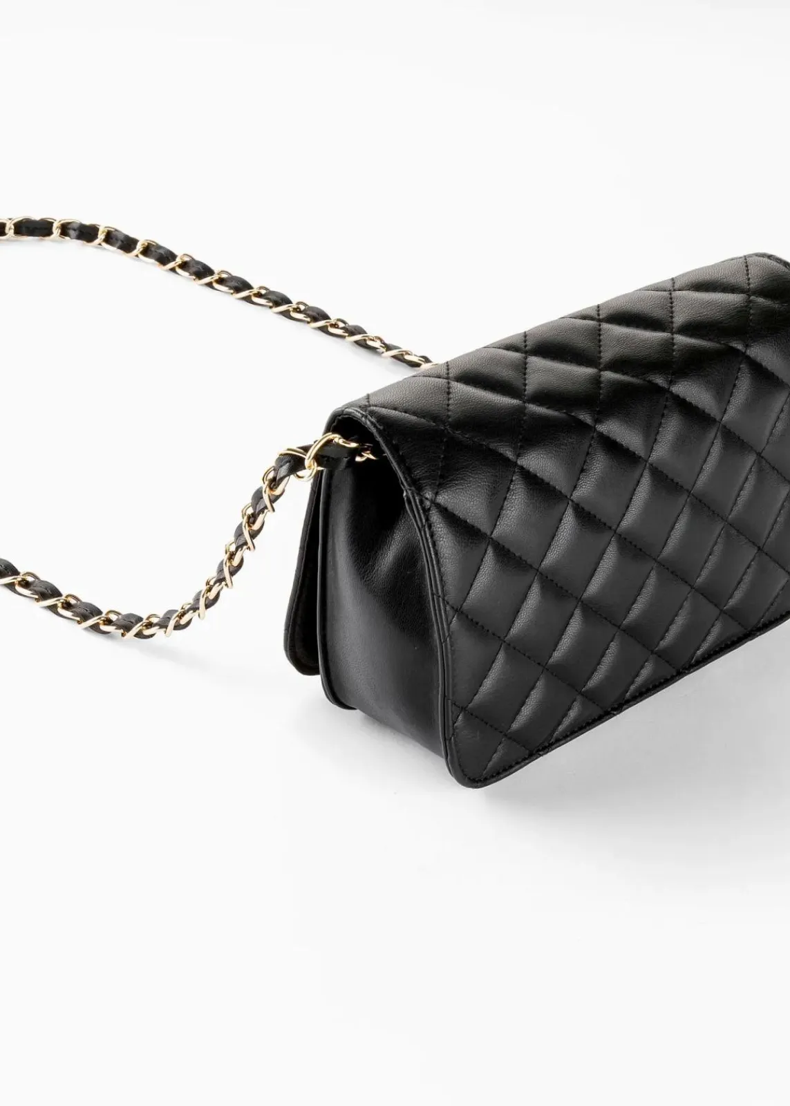 bonprix Taschen^Umhängetasche mit dekorativer Steppung schwarz/goldfarben