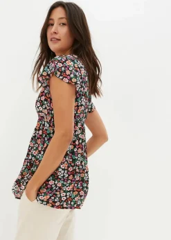 bonprix Bekleidung·Blazer|Umstandsmode^Umstands- und Stillbluse aus Viskose schwarz geblümt