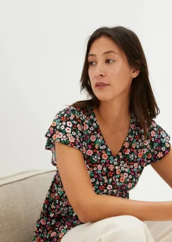 bonprix Bekleidung·Blazer|Umstandsmode^Umstands- und Stillbluse aus Viskose schwarz geblümt