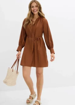 bonprix Bekleidung·Blazer|Nachhaltigere Materialien^Umstands- und Stillblusenkleid aus fließender Viskose ziegelbraun