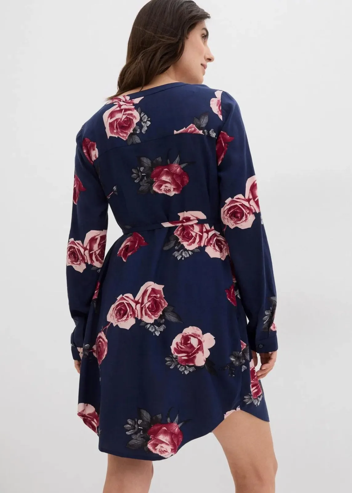 bonprix Umstandsmode|Nachhaltigere Materialien^Umstands- und Stillblusenkleid aus fließender Viskose dunkelblau geblümt