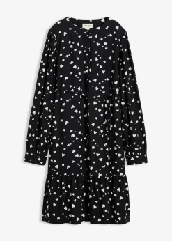 bonprix Bekleidung·Blazer|Umstandsmode^Umstands- und Stillblusenkleid mit süßem Herzendruck aus reiner Viskose schwarz/wollweiß bedruckt